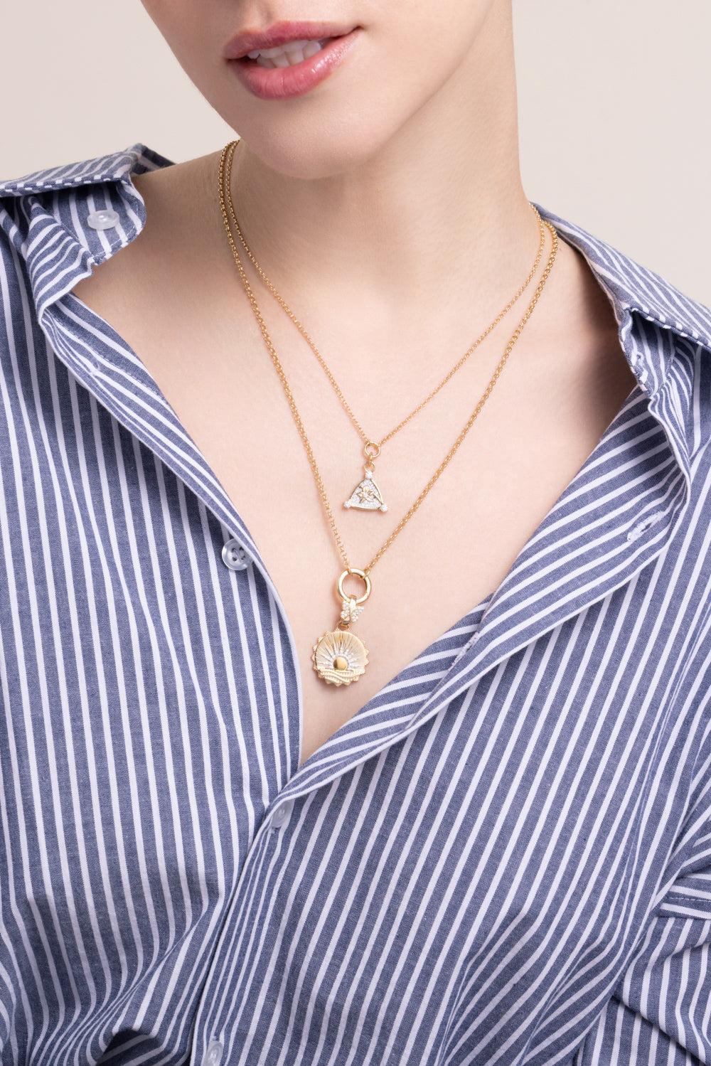 Resilience - Diamond Pavé Miniature Blossoms Pendant-YELLOW GOLD-JEWELRYFINE JEWELPENDANT-FOUNDRAE