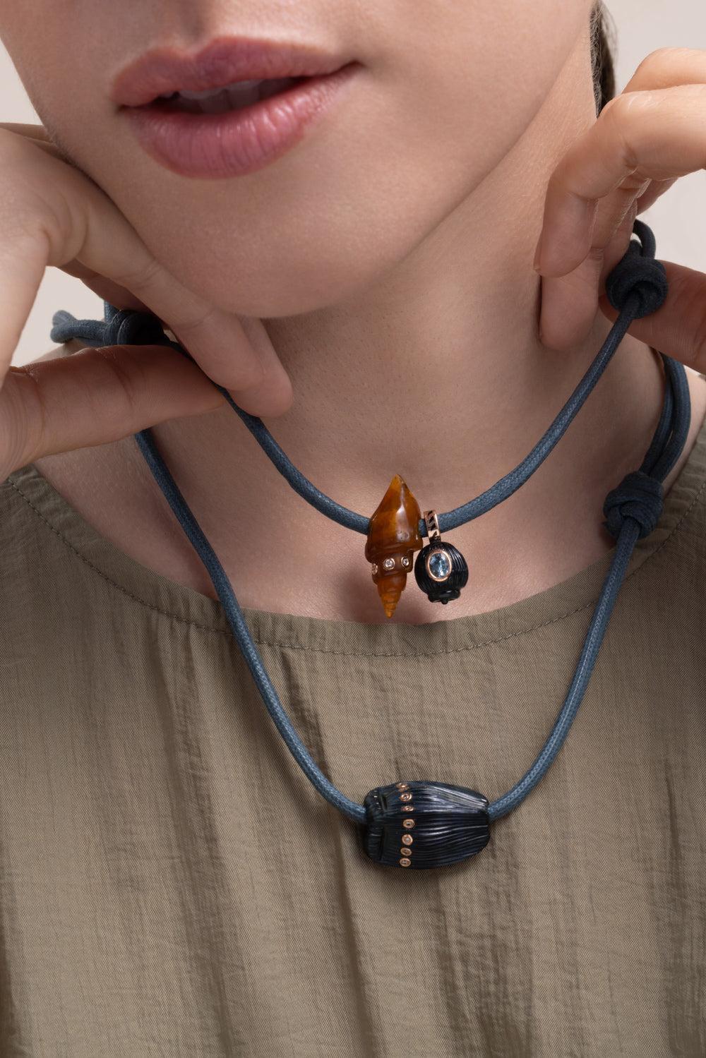 Agate Coquito Fossil Shell Necklace-ROSE GOLD-JEWELRYFINE JEWELNECKLACE O-DEZSO BY SARA BELTRAN