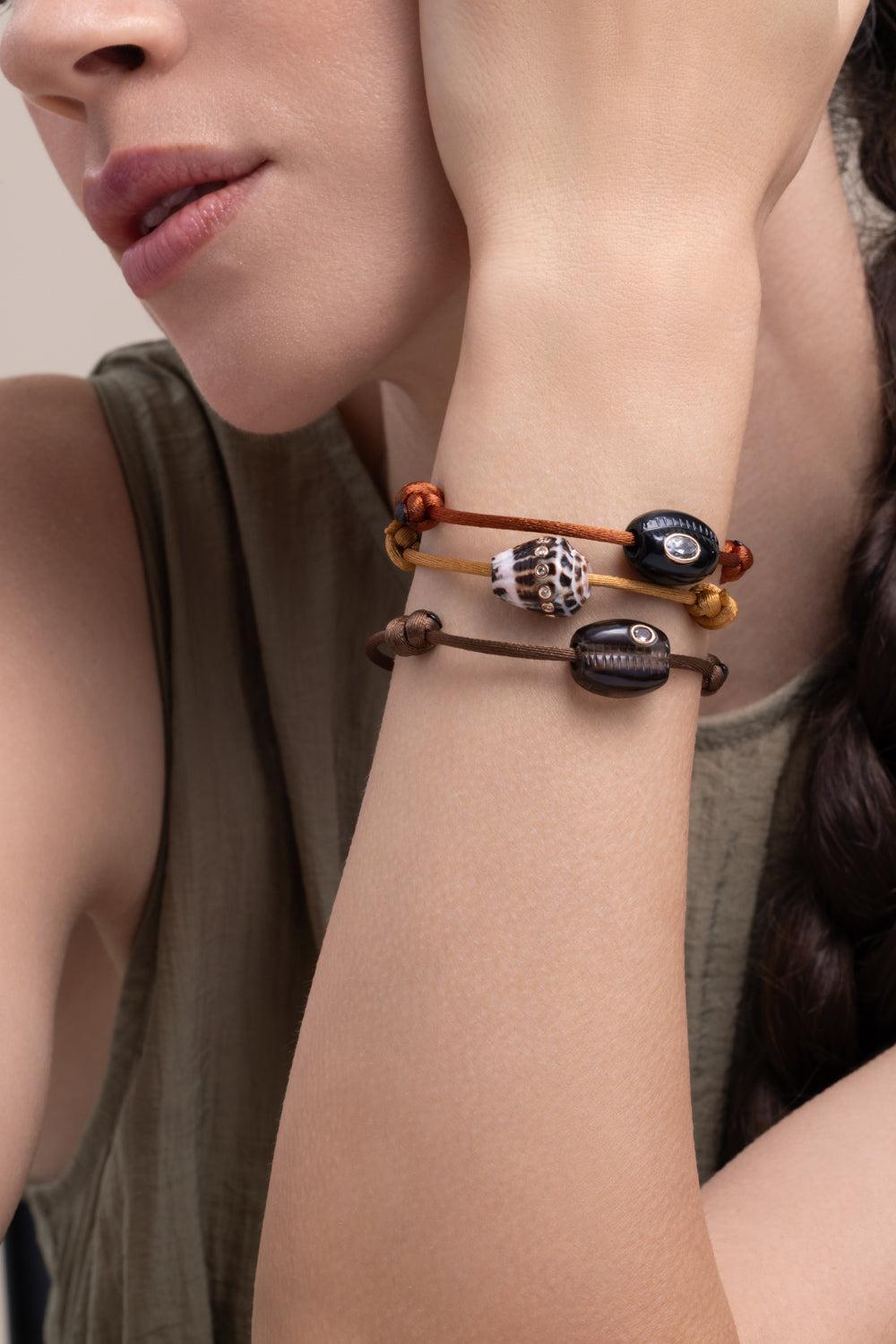 Smoky Quartz Garnet Brown Cowry Bracelet-ROSE GOLD-JEWELRYFINE JEWELBRACELET O-DEZSO BY SARA BELTRAN