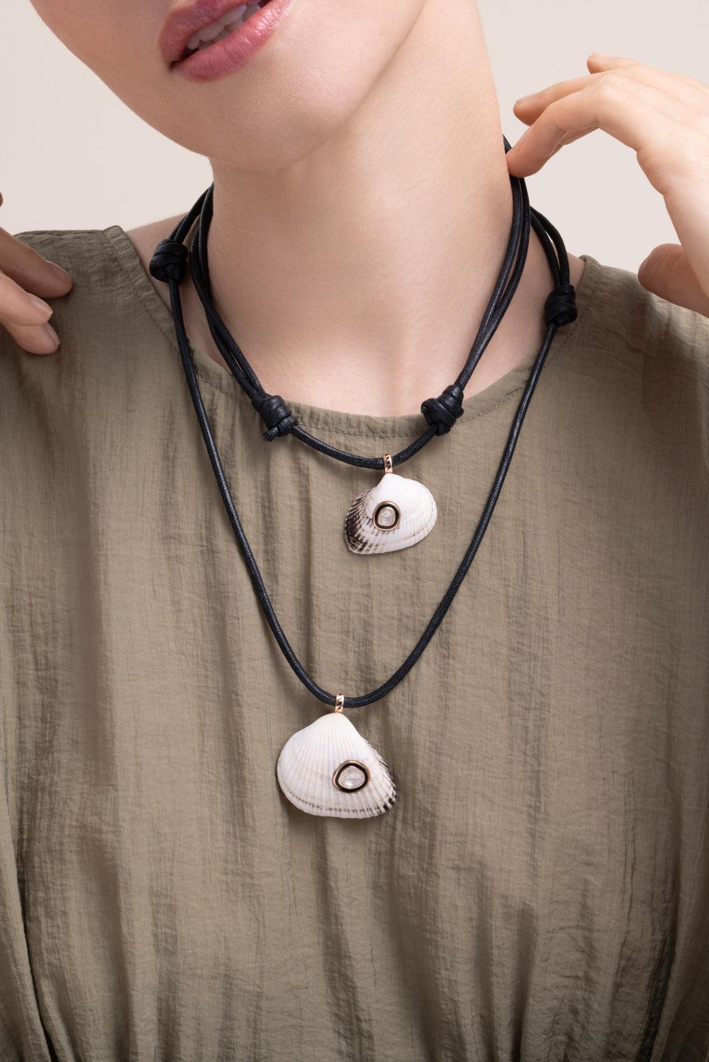 Diamond Classic Edul Shell Necklace-ROSE GOLD-JEWELRYFINE JEWELNECKLACE O-DEZSO BY SARA BELTRAN