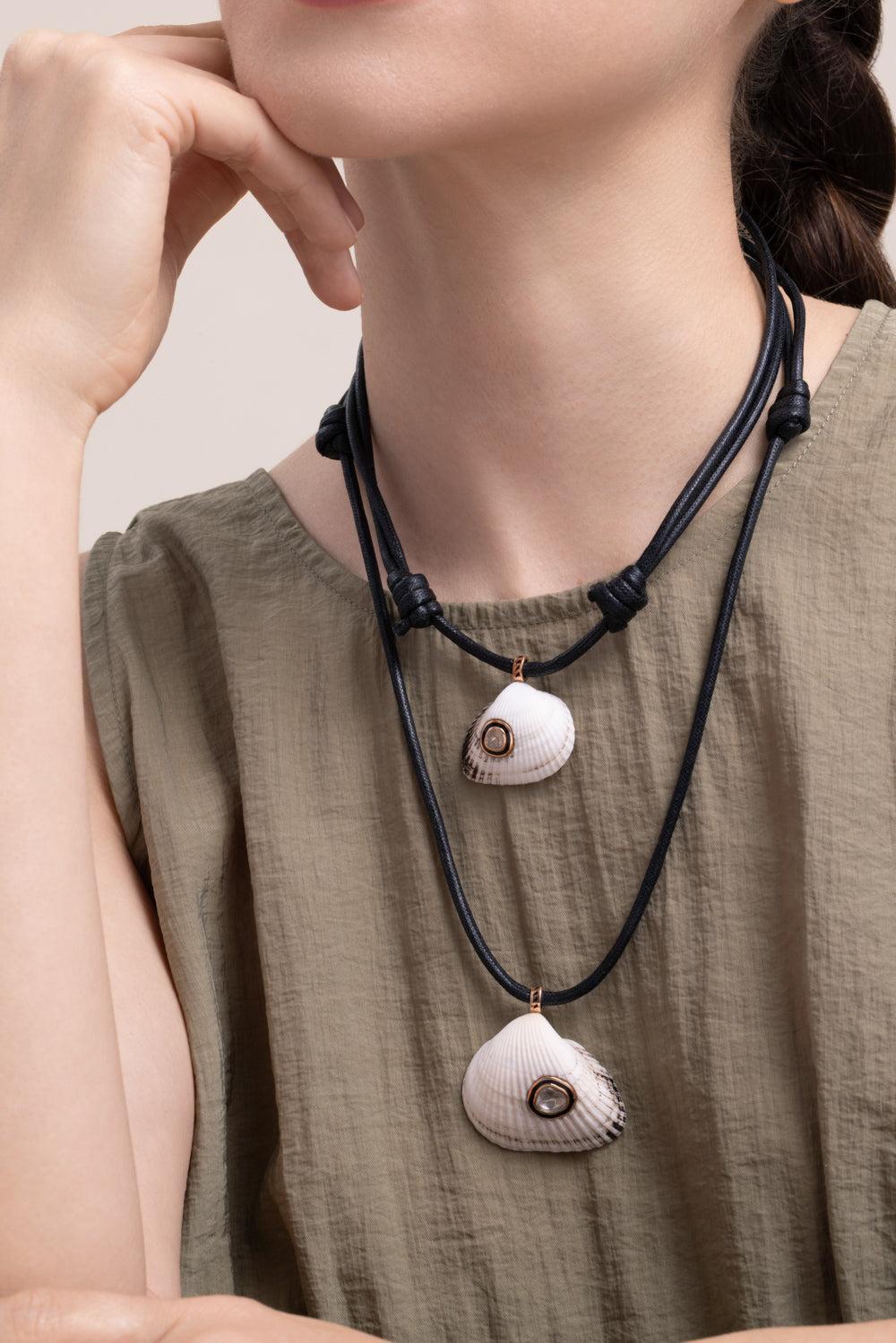 Diamond Classic Edul Shell Necklace-ROSE GOLD-JEWELRYFINE JEWELNECKLACE O-DEZSO BY SARA BELTRAN