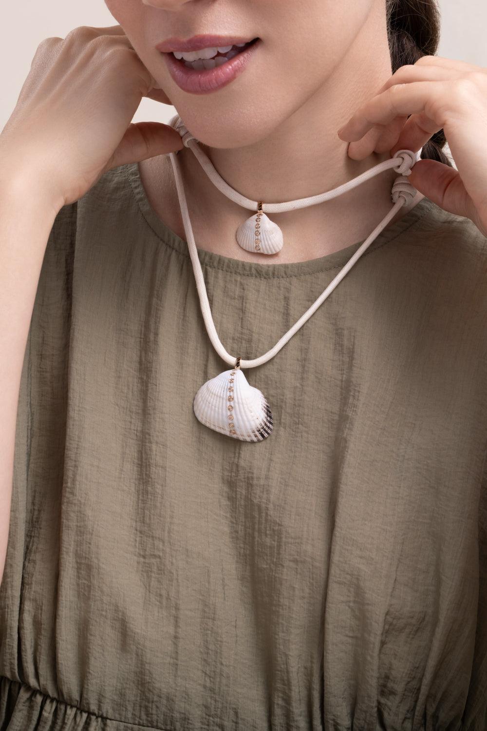 Diamond Edul Shell Charm-ROSE GOLD-JEWELRYFINE JEWELNECKLACE O-DEZSO BY SARA BELTRAN