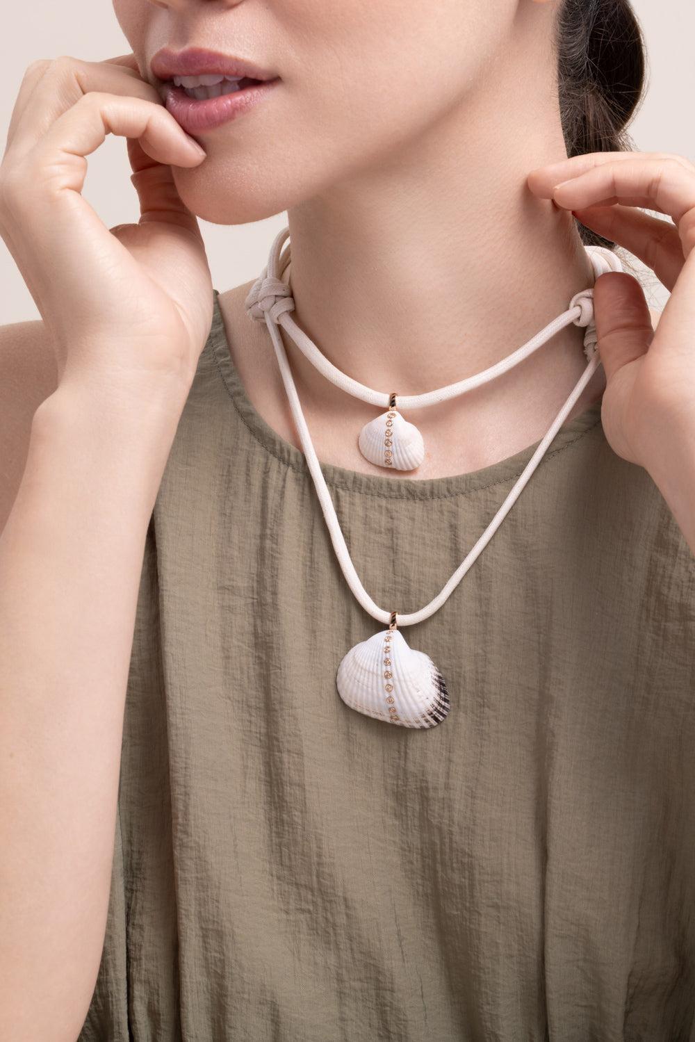 Diamond Edul Shell Charm-ROSE GOLD-JEWELRYFINE JEWELNECKLACE O-DEZSO BY SARA BELTRAN