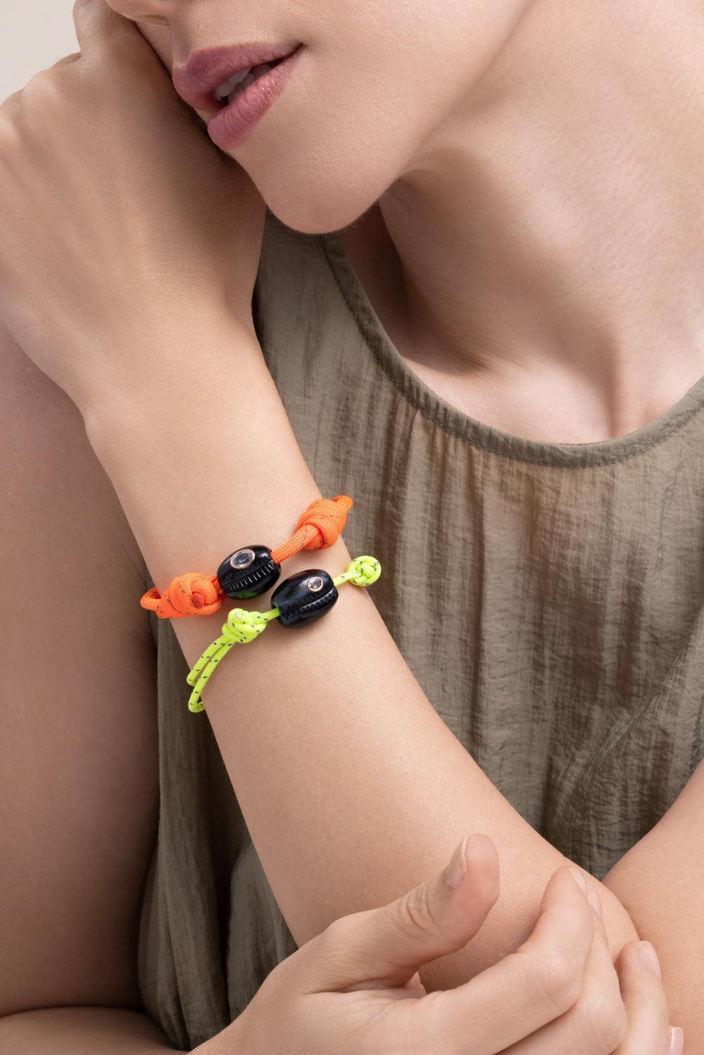 Petite Onyx Cowrie Sillimanite Orange Bracelet-ROSE GOLD-JEWELRYFINE JEWELBRACELET O-DEZSO BY SARA BELTRAN