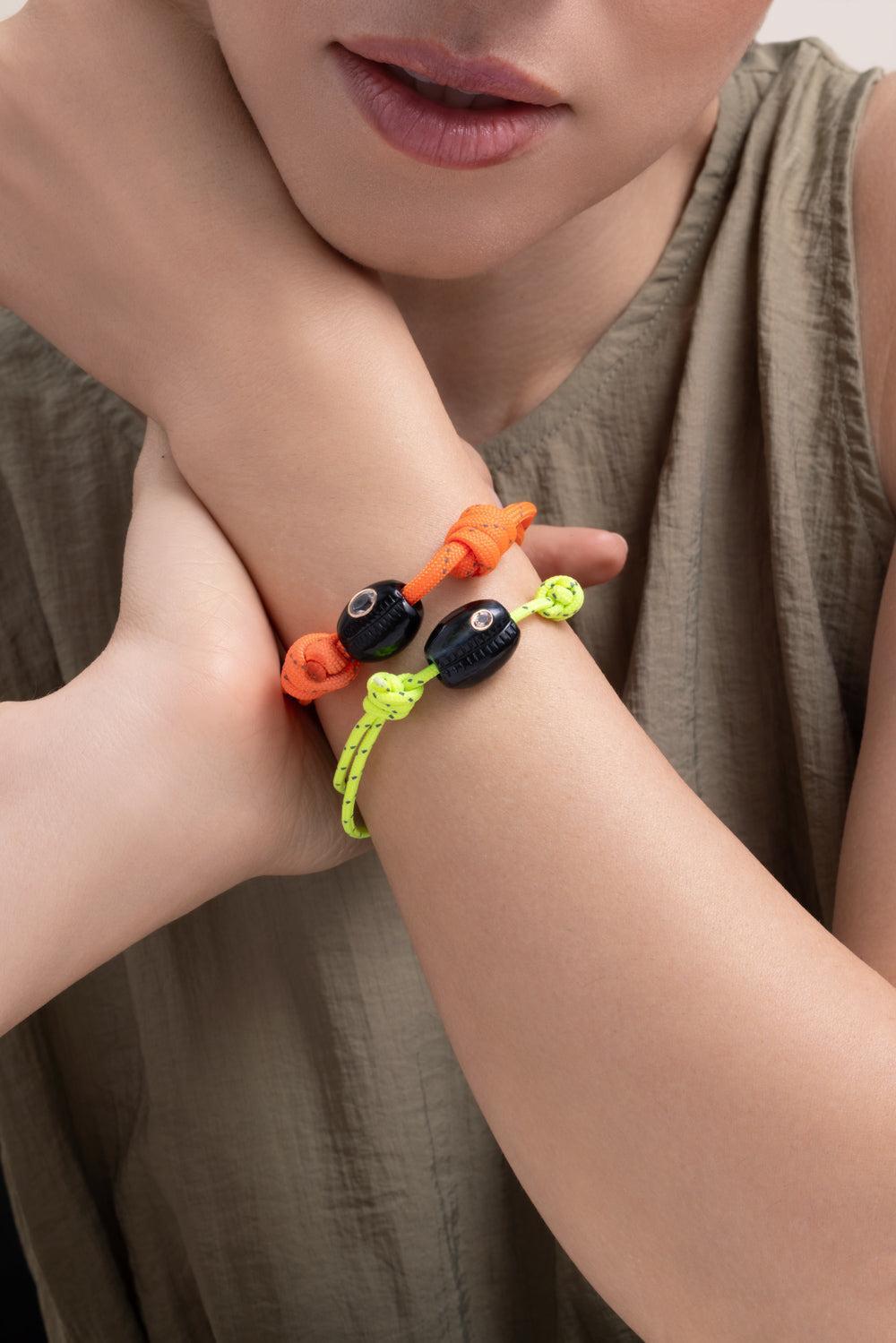 Petite Onyx Cowrie Sillimanite Orange Bracelet-ROSE GOLD-JEWELRYFINE JEWELBRACELET O-DEZSO BY SARA BELTRAN