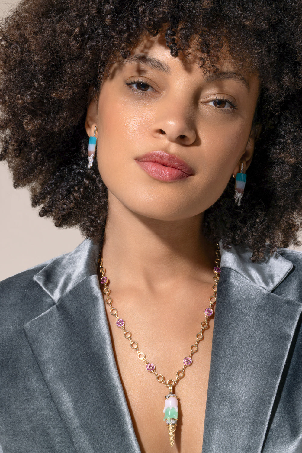 Diamond Opal Agate Drip Popsicle Earrings