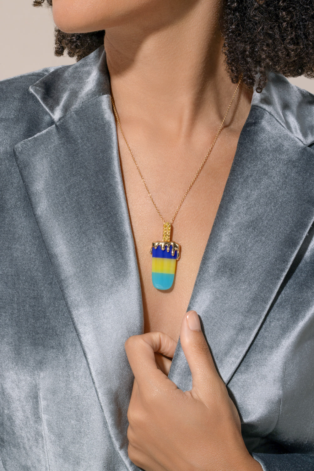 Sapphire Agate Large Popsicle Necklace