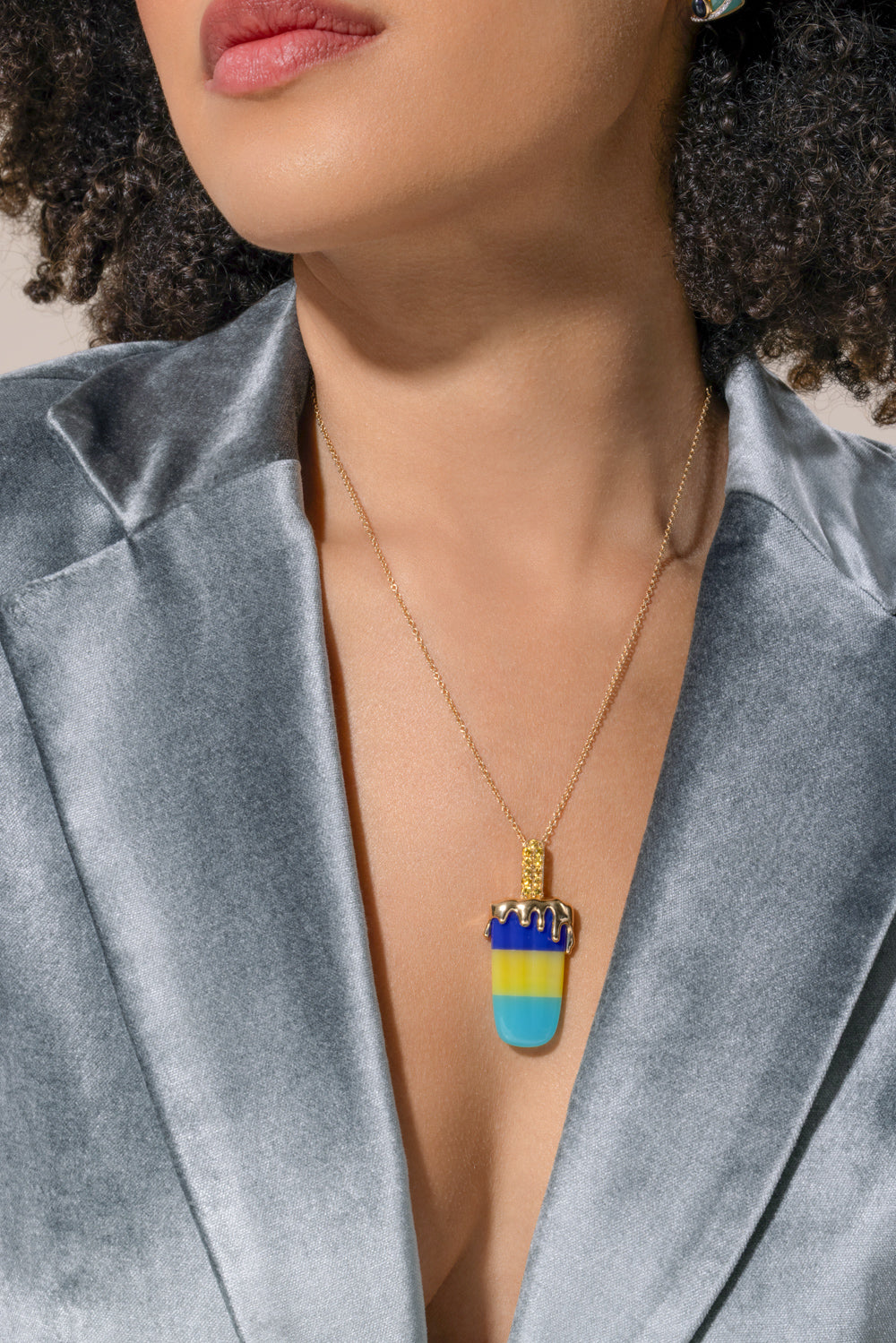 Sapphire Agate Large Popsicle Necklace