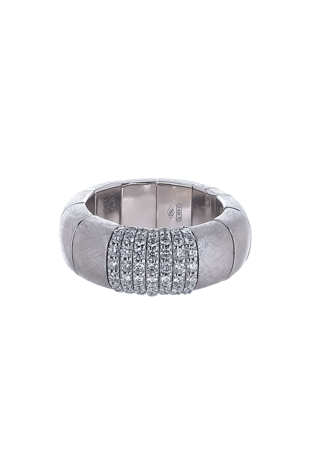 Seven Diamond Bars Matte Pura Stretch Ring-WHITE GOLD-7.5-JEWELRYFINE JEWELRING-ROBERTO DEMEGLIO