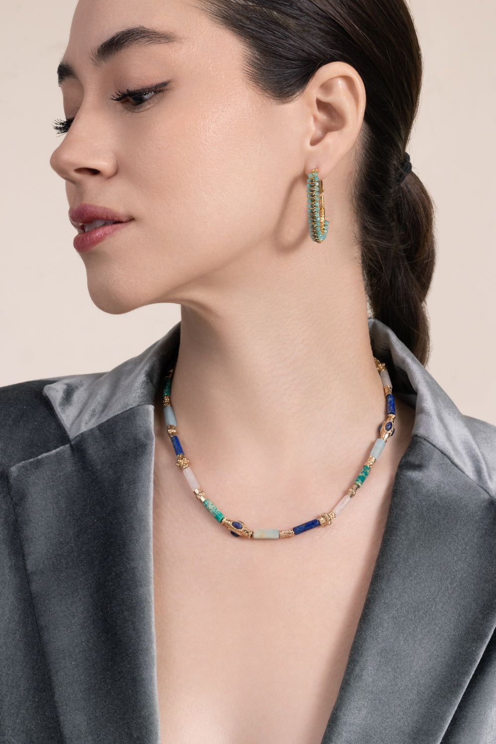 Turquoise Pink Quartz Kali Necklace