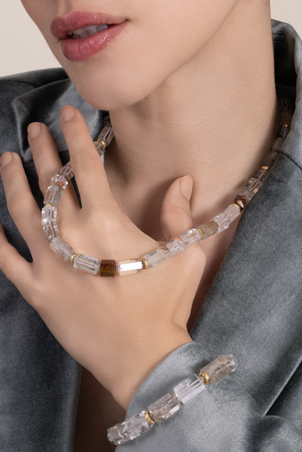 Quartz Sapphire Garden Beaded Necklace