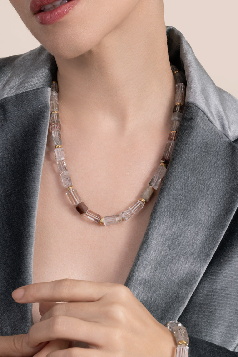 Quartz Sapphire Garden Beaded Necklace