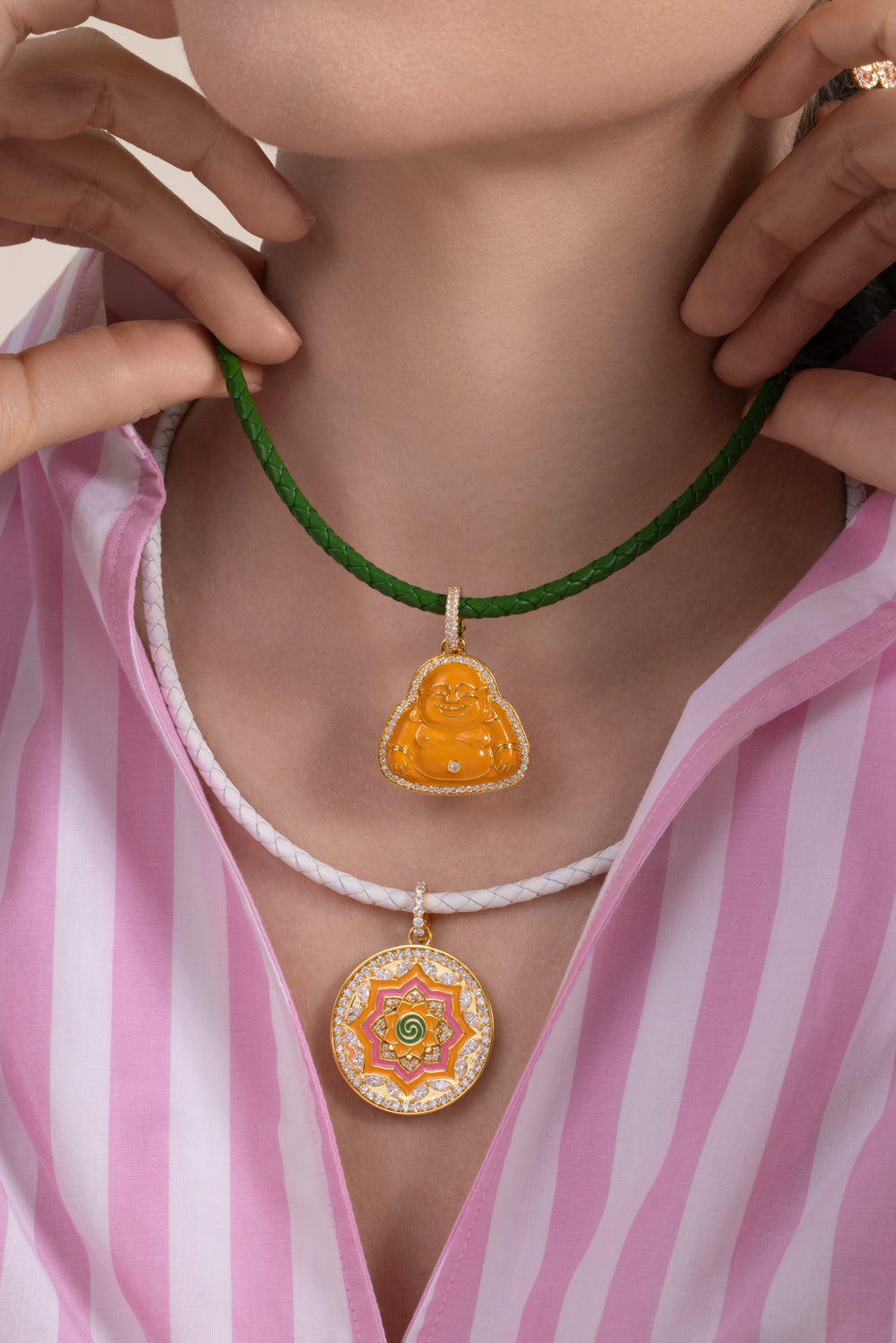 Diamond Clementine Happy Budhha Pendant