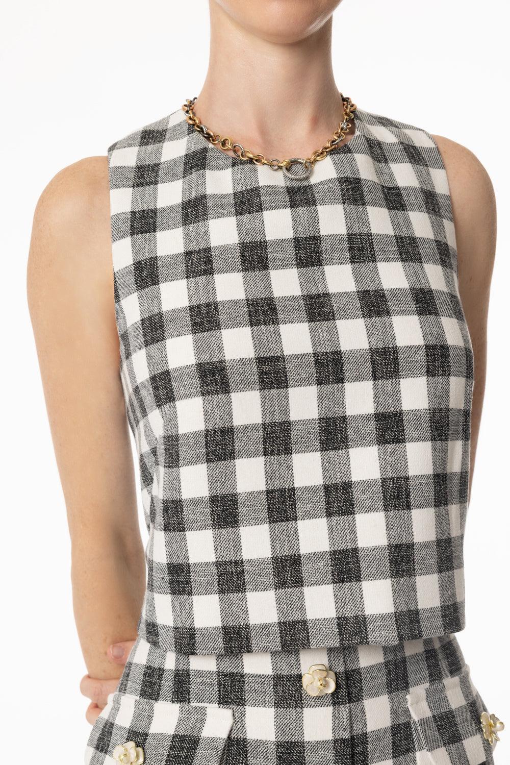 Debbie Top-BLACK IVORY BOUCLE GRRD-XS-CLOTHINGTOPBLOUSE-CARA CARA