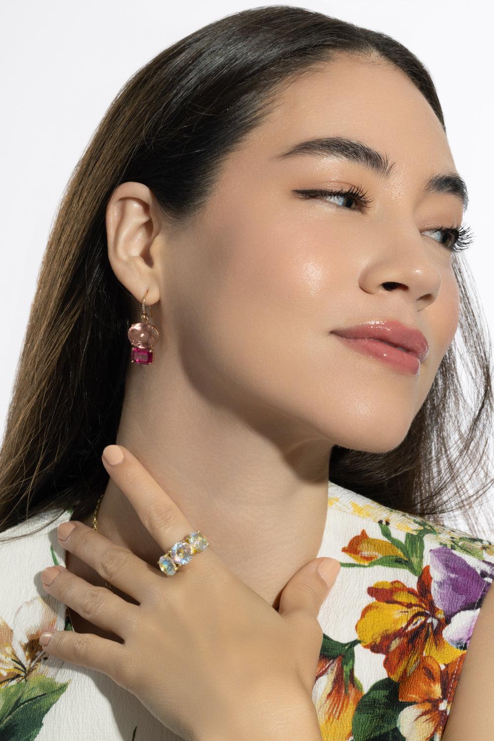 Pink Tourmaline Gemmy Gem Earrings-ROSE GOLD-JEWELRYFINE JEWELEARRING-IRENE NEUWIRTH JEWELRY