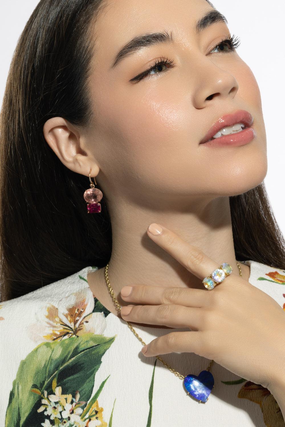 Pink Tourmaline Gemmy Gem Earrings-ROSE GOLD-JEWELRYFINE JEWELEARRING-IRENE NEUWIRTH JEWELRY