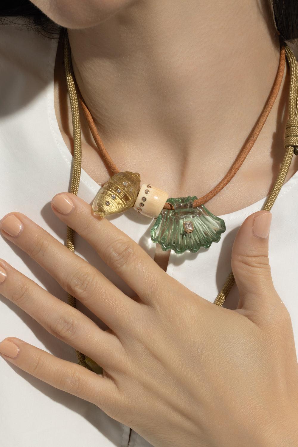 Diamond Natural Classic Carved Short Bead-ROSE GOLD-JEWELRYFINE JEWELPENDANT-DEZSO BY SARA BELTRAN