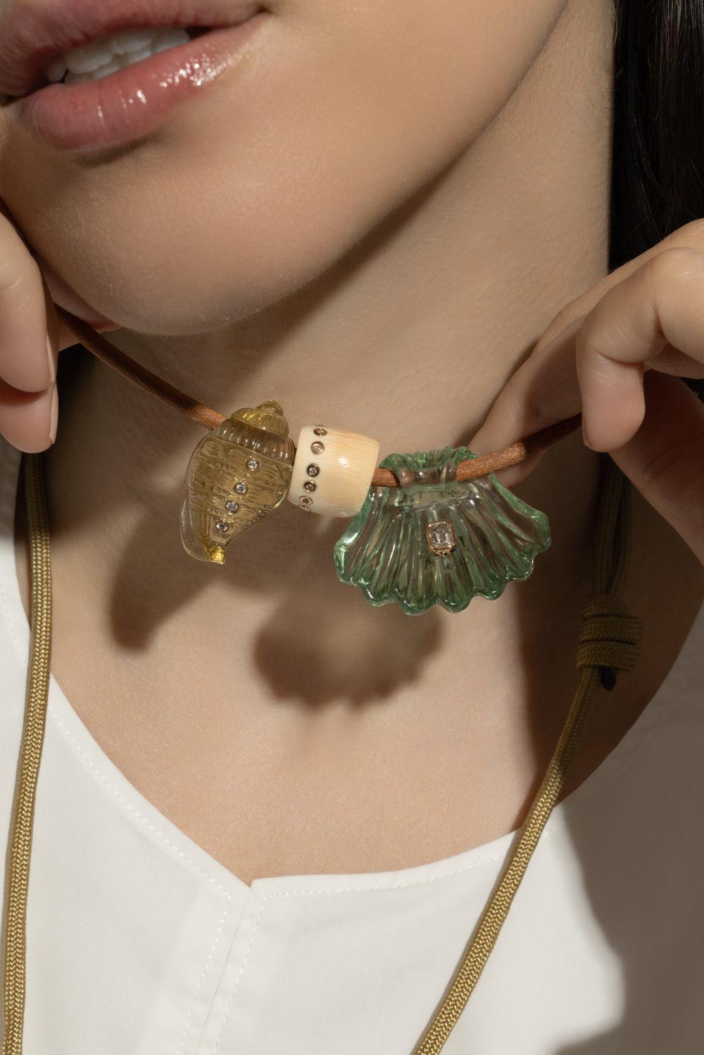 Diamond Natural Classic Carved Short Bead-ROSE GOLD-JEWELRYFINE JEWELPENDANT-DEZSO BY SARA BELTRAN