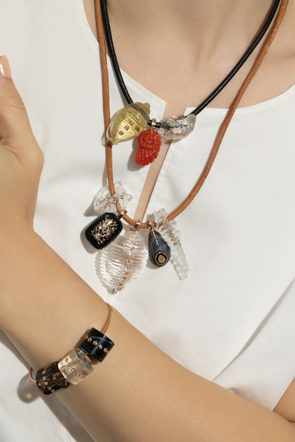 Crystal Diamond Tonna Shell-ROSE GOLD-JEWELRYFINE JEWELPENDANT-DEZSO BY SARA BELTRAN