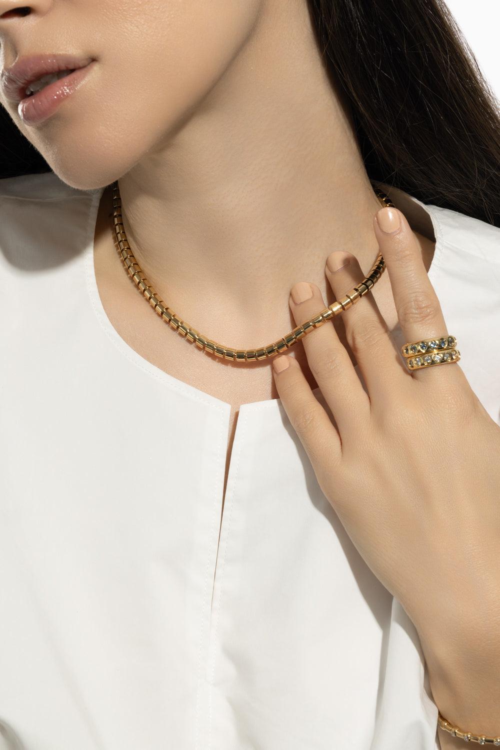 Short Narrow Ophelia Necklace - 16in-YELLOW GOLD-16-JEWELRYFINE JEWELNECKLACE O-SIDNEY GARBER