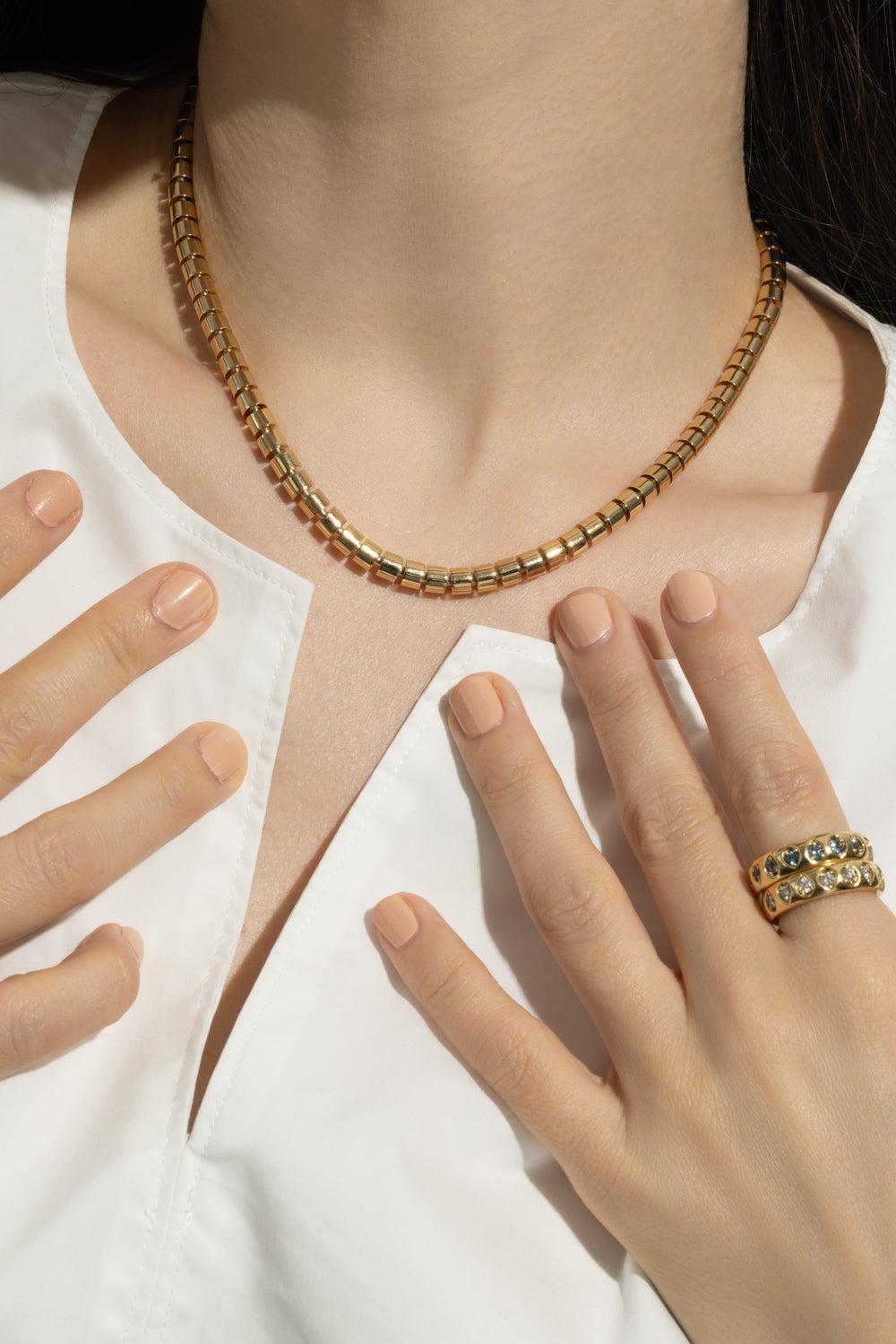 Short Narrow Ophelia Necklace - 16in-YELLOW GOLD-16-JEWELRYFINE JEWELNECKLACE O-SIDNEY GARBER