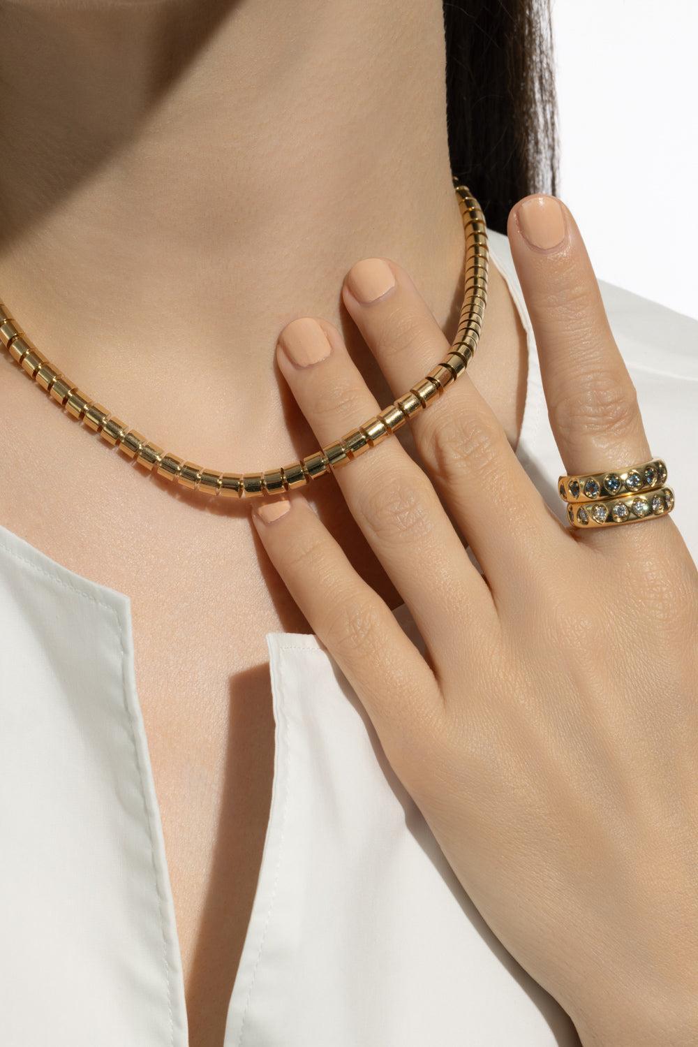 Short Narrow Ophelia Necklace - 16in-YELLOW GOLD-16-JEWELRYFINE JEWELNECKLACE O-SIDNEY GARBER