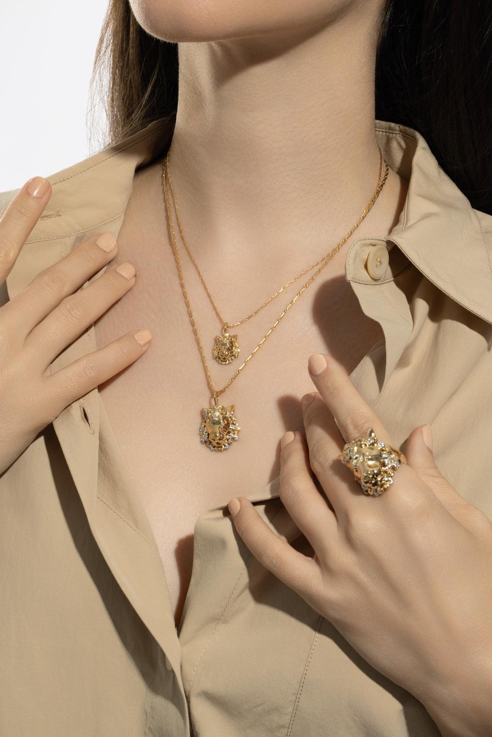 Small Leo Zodiac Necklace-YELLOW GOLD-16-JEWELRYFINE JEWELNECKLACE O-BRENT NEALE