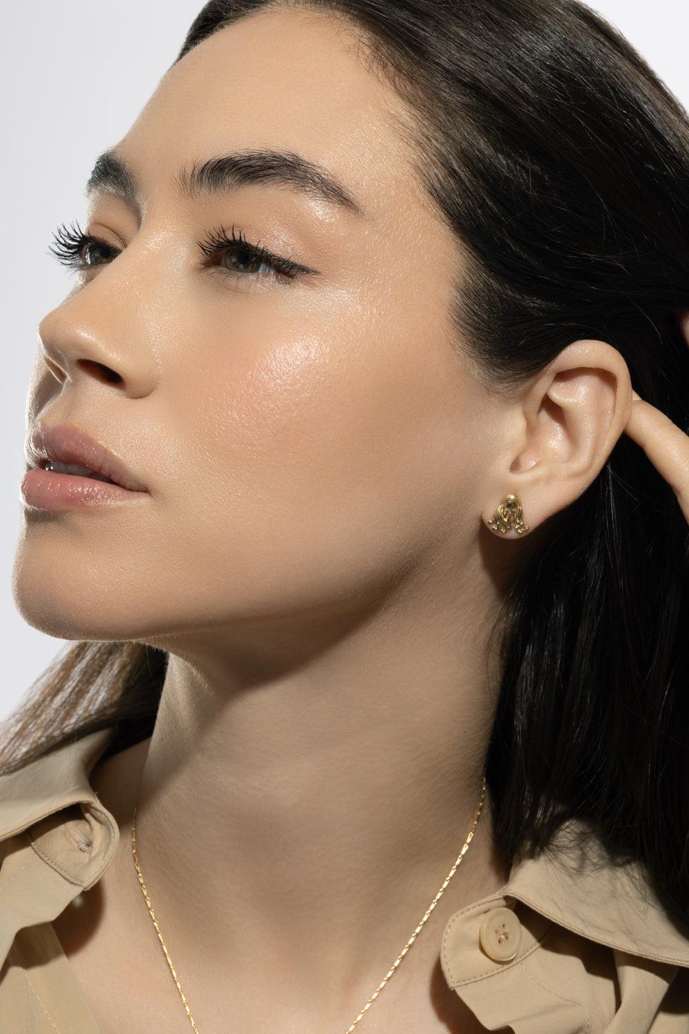 Virgo Zodiac Stud Earrings-YELLOW GOLD-JEWELRYFINE JEWELEARRING-BRENT NEALE