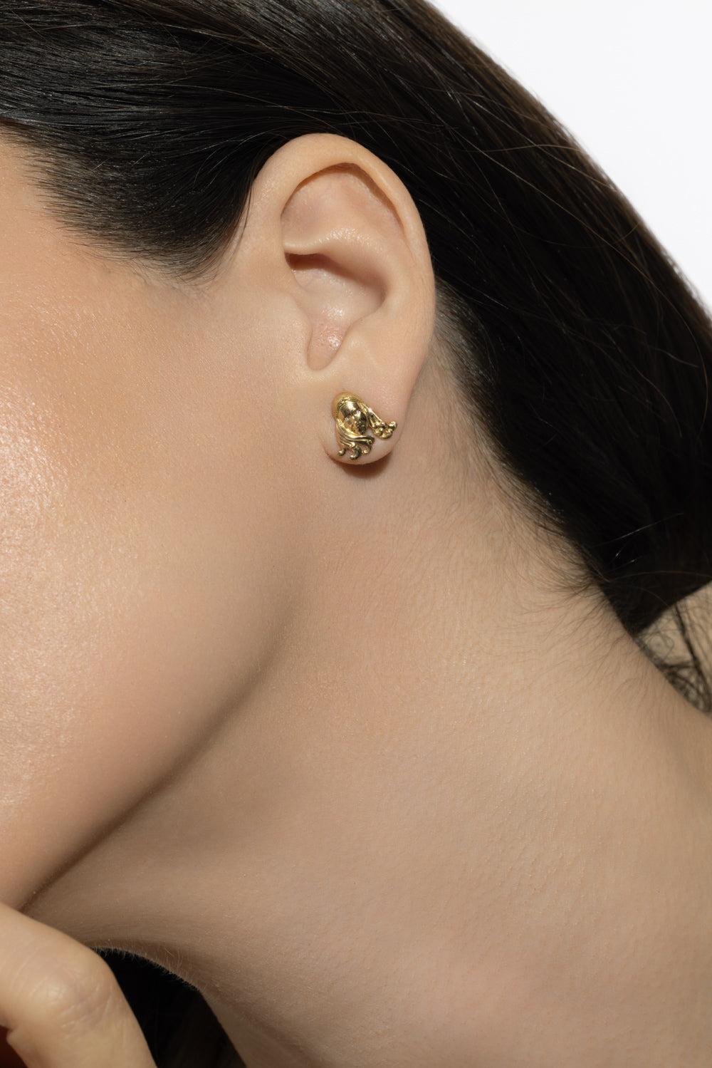 Virgo Zodiac Stud Earrings-YELLOW GOLD-JEWELRYFINE JEWELEARRING-BRENT NEALE