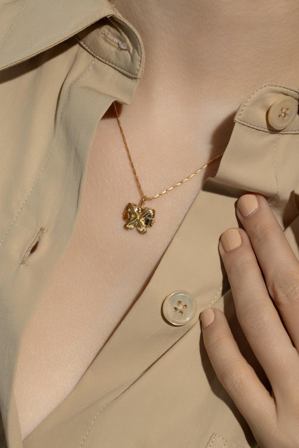 Small Gemini Zodiac Necklace-YELLOW GOLD-16-JEWELRYFINE JEWELNECKLACE O-BRENT NEALE