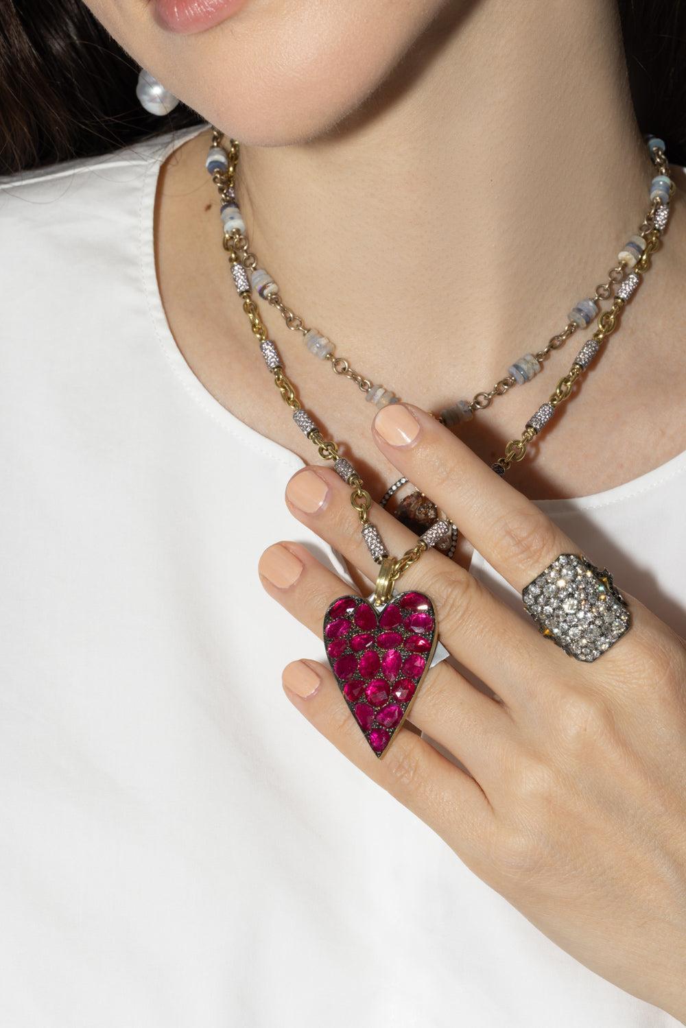 Ruby Ten Table Heart Pendant-YELLOW GOLD-JEWELRYFINE JEWELPENDANT-SYLVA & CIE