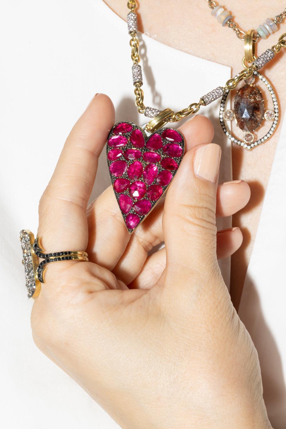 Ruby Ten Table Heart Pendant-YELLOW GOLD-JEWELRYFINE JEWELPENDANT-SYLVA & CIE