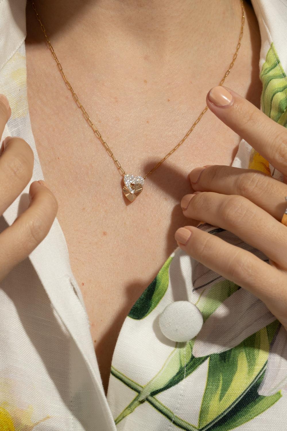 Aura Mini Interlocking Heart Necklace-YELLOW GOLD-JEWELRYFINE JEWELNECKLACE O-PHILLIPS HOUSE