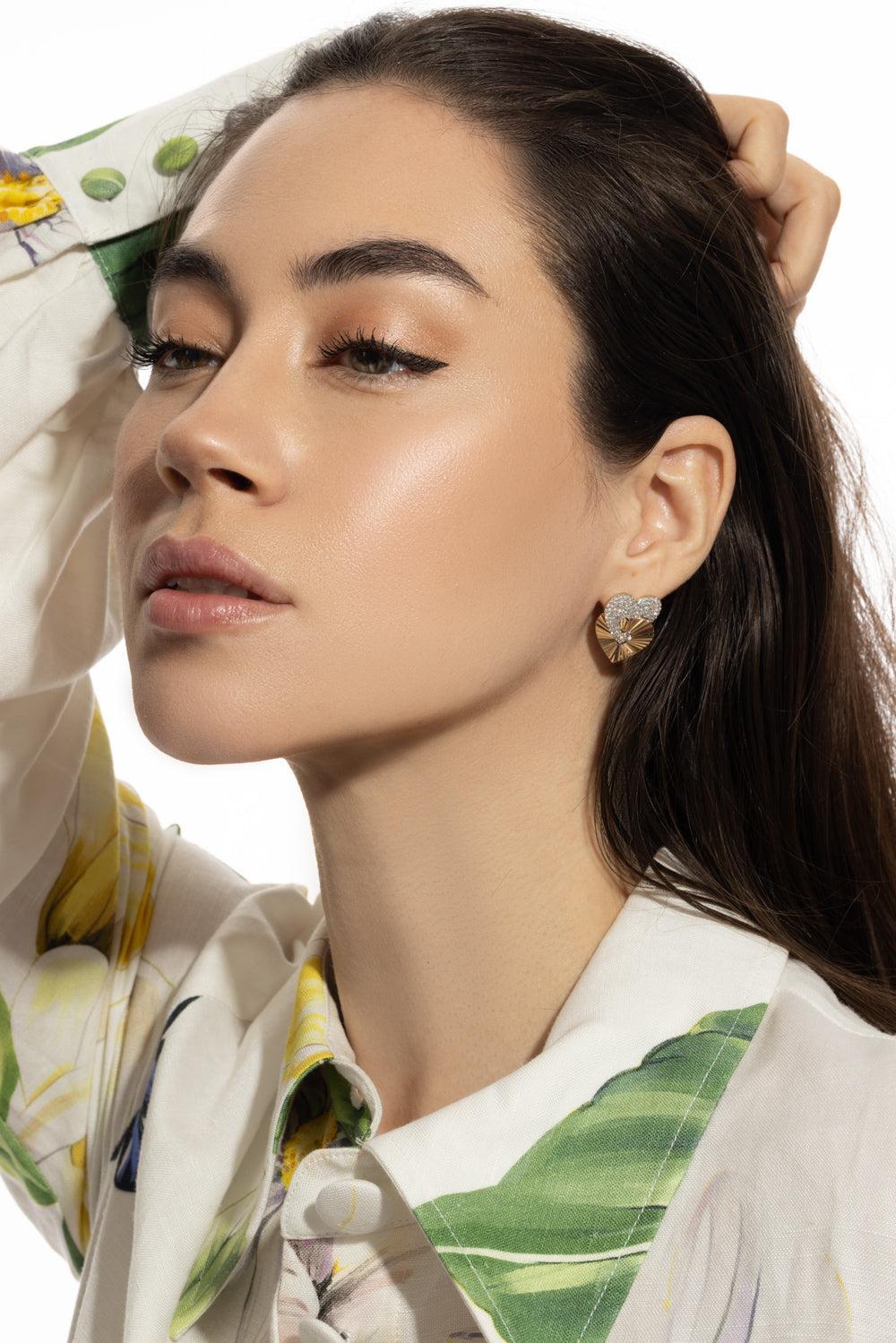 Large Aura Interlocking Heart Stud Earrings-YELLOW GOLD-JEWELRYFINE JEWELEARRING-PHILLIPS HOUSE