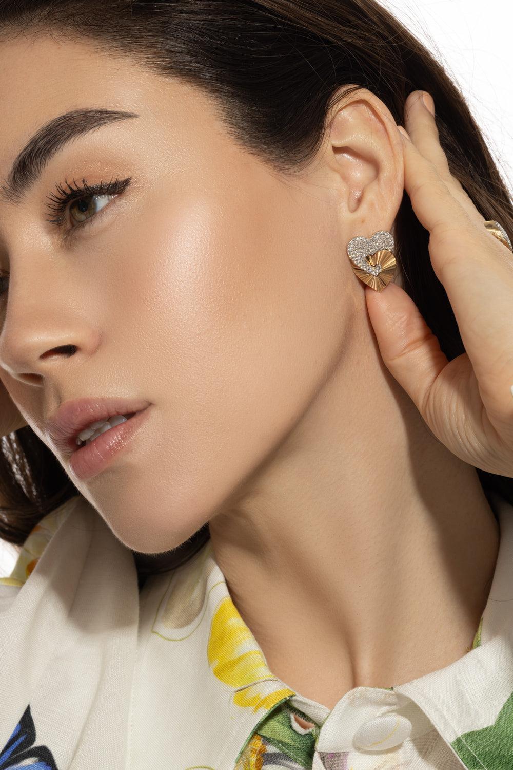 Large Aura Interlocking Heart Stud Earrings-YELLOW GOLD-JEWELRYFINE JEWELEARRING-PHILLIPS HOUSE