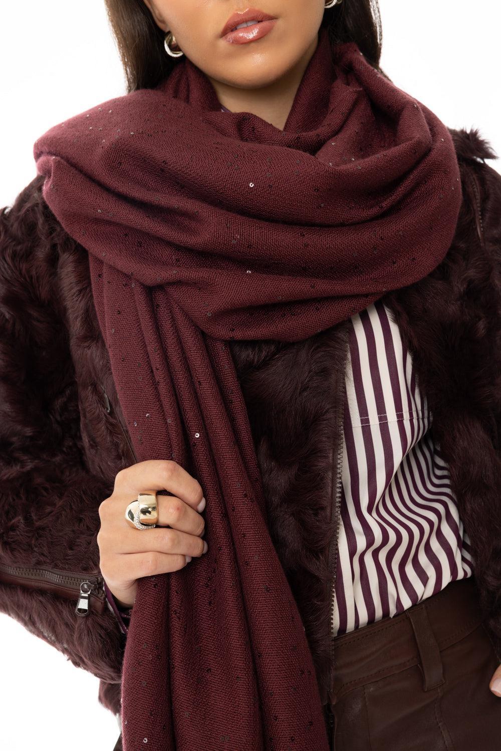 Paillette Scarf - Amaranto-AMARANTO-O/S-ACCESSORIESCARVES-BRUNELLO CUCINELLI
