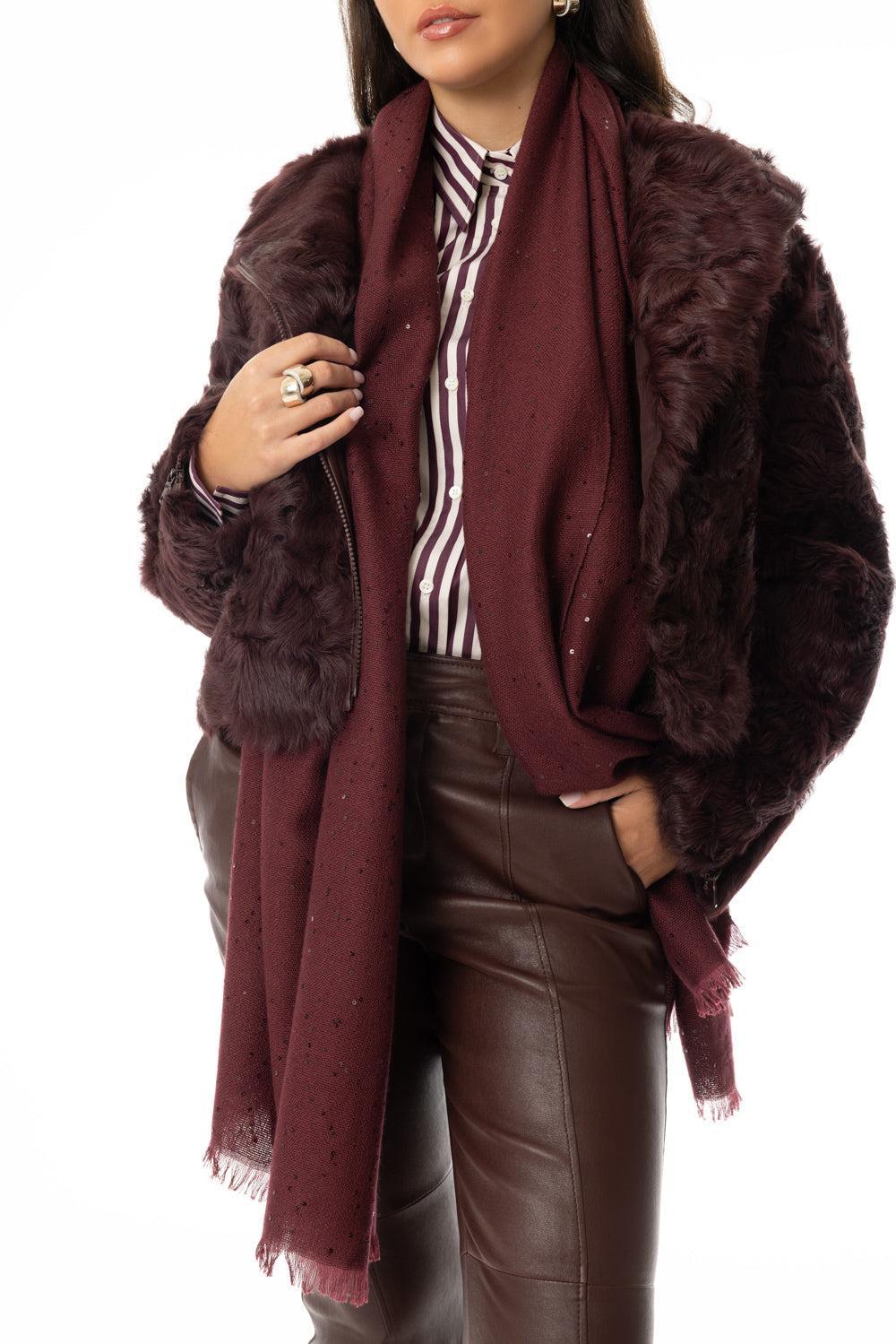 Paillette Scarf - Amaranto-AMARANTO-O/S-ACCESSORIESCARVES-BRUNELLO CUCINELLI