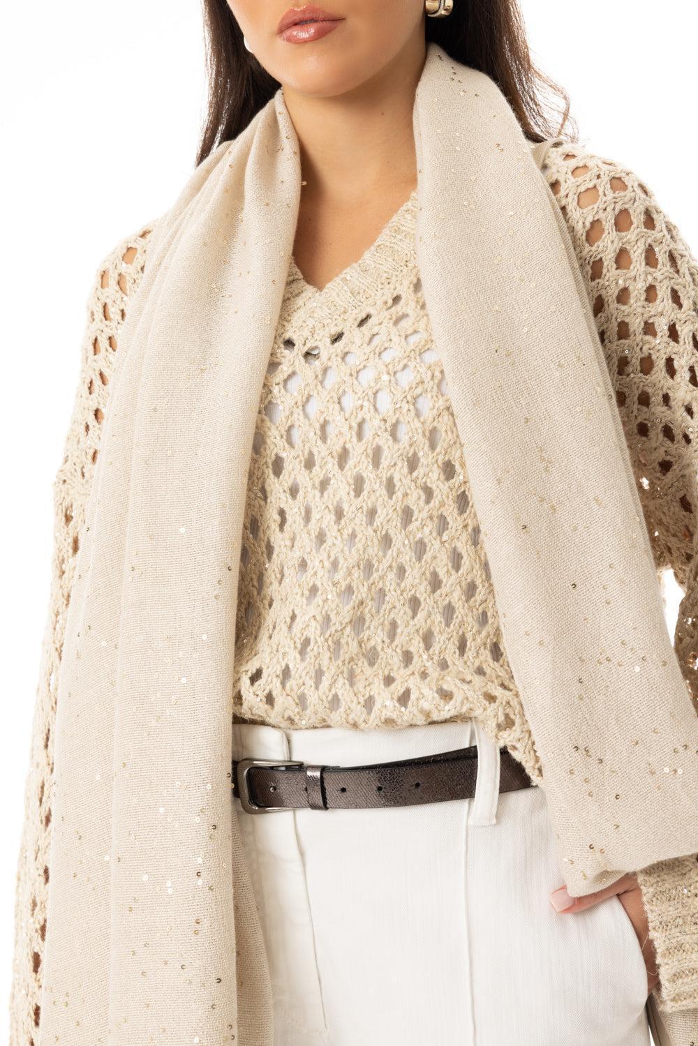Paillette Scarf - Rustic Beige-RUSTCBGE-O/S-ACCESSORIESCARVES-BRUNELLO CUCINELLI