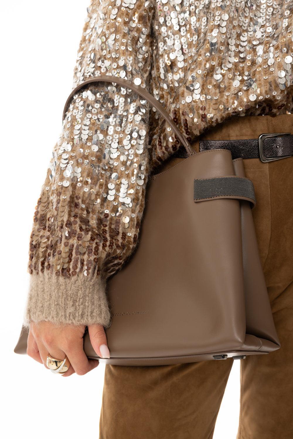 Essence Top Handle Bag-TAWNY-O/S-HANDBAGTOP HANDLE-BRUNELLO CUCINELLI