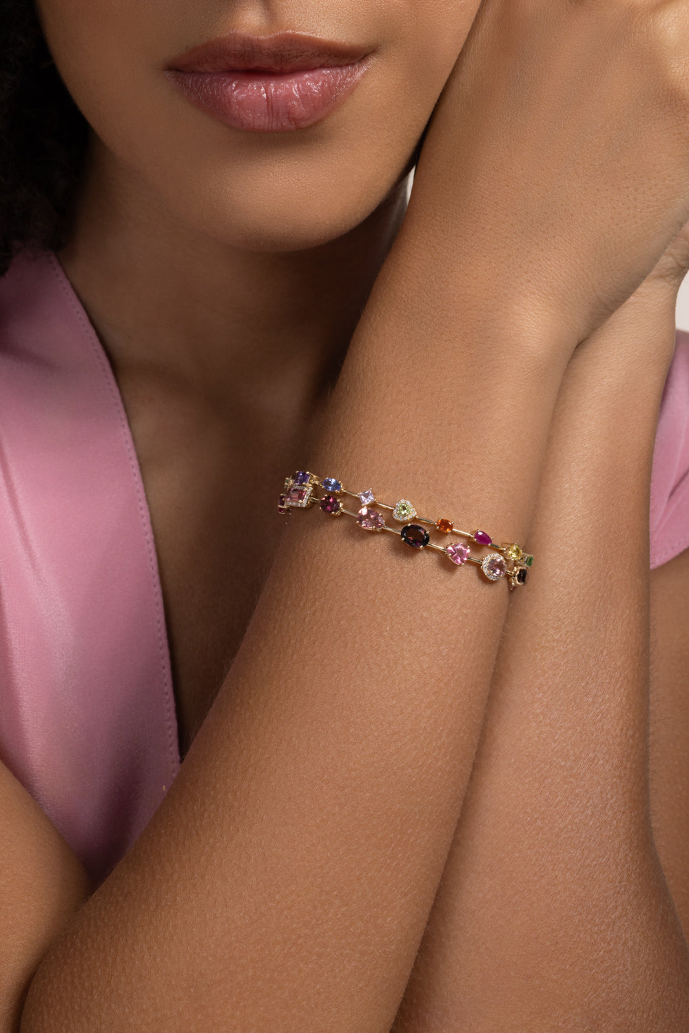 Sapphire Diamond Rainbow Mini Rock Candy Bracelet