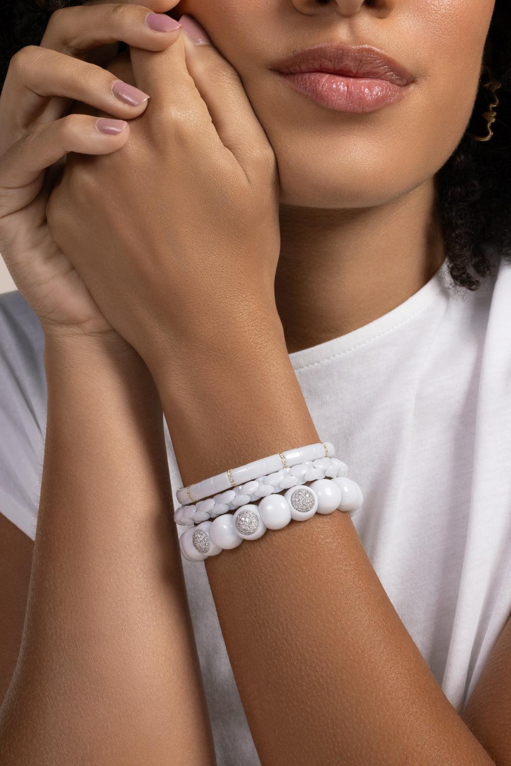 White Ceramic Dama Bracelet-WHITE GOLD-JEWELRYFINE JEWELBRACELET O-ROBERTO DEMEGLIO