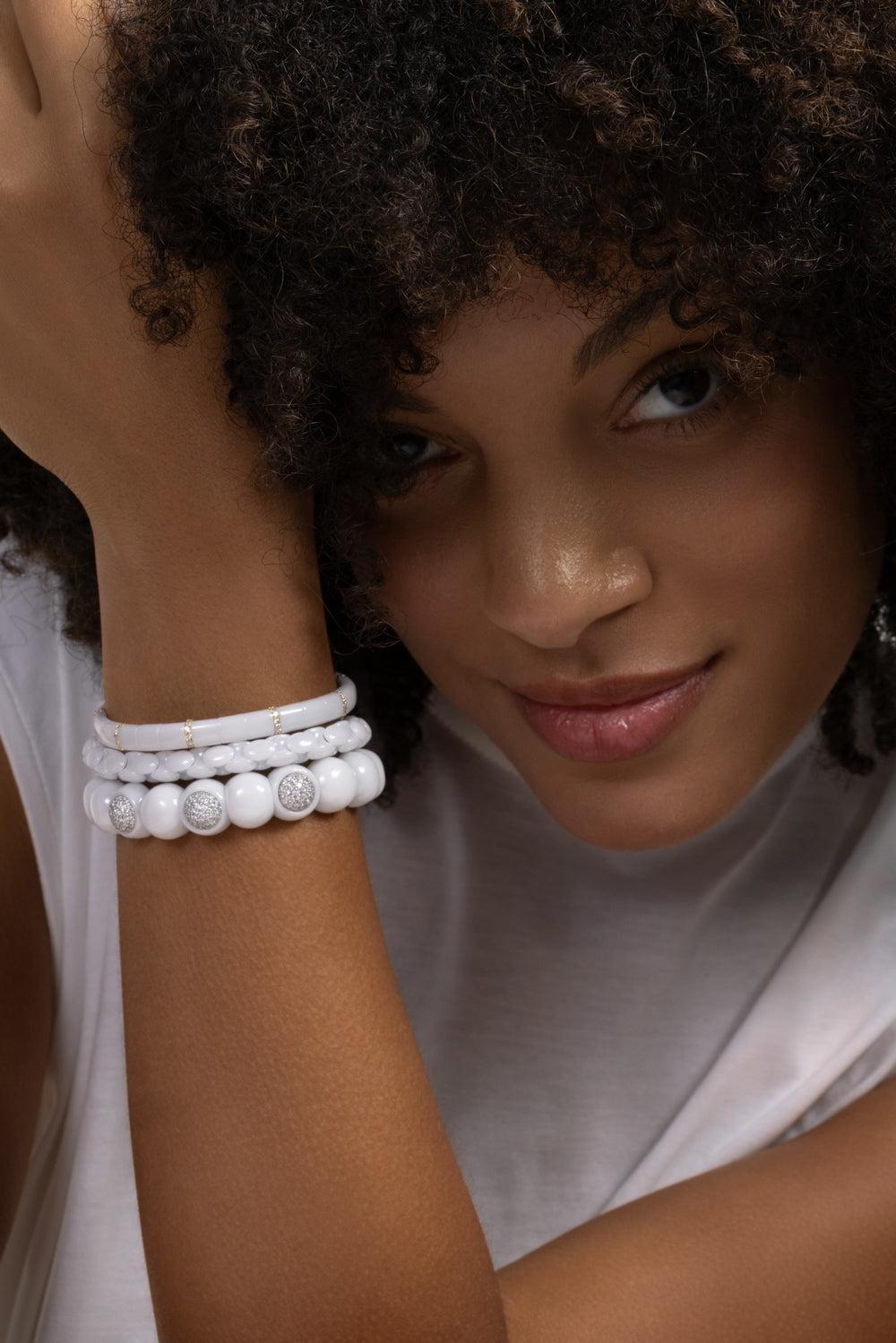 Nine Diamond Pura White Bracelet-YELLOW GOLD-JEWELRYFINE JEWELBRACELET O-ROBERTO DEMEGLIO