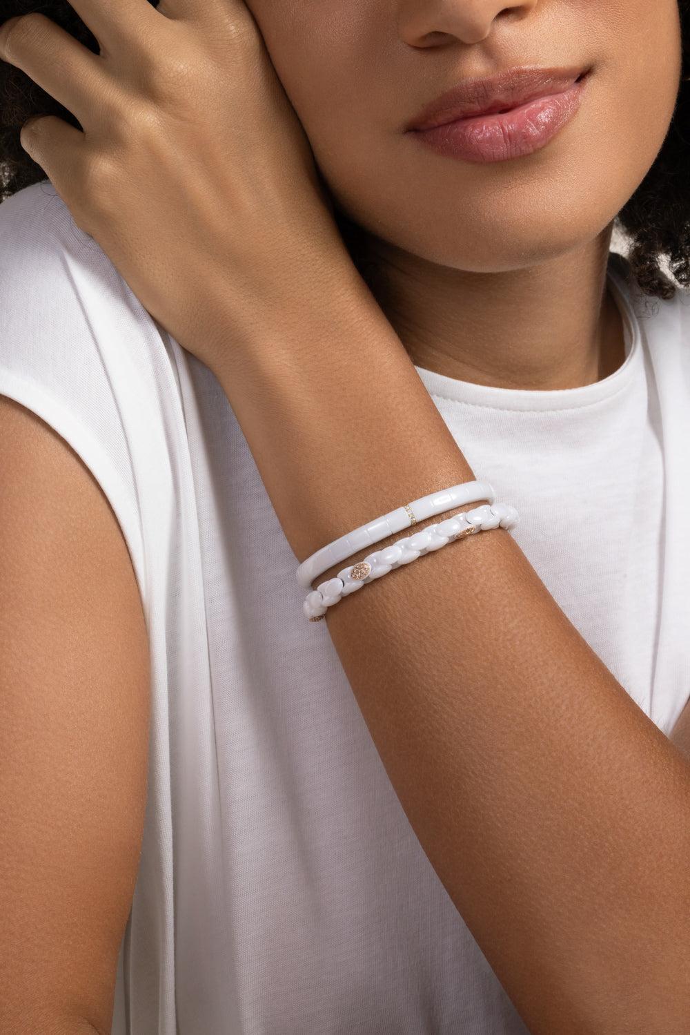 Diamond Pura White Bracelet-YELLOW GOLD-JEWELRYFINE JEWELBRACELET O-ROBERTO DEMEGLIO