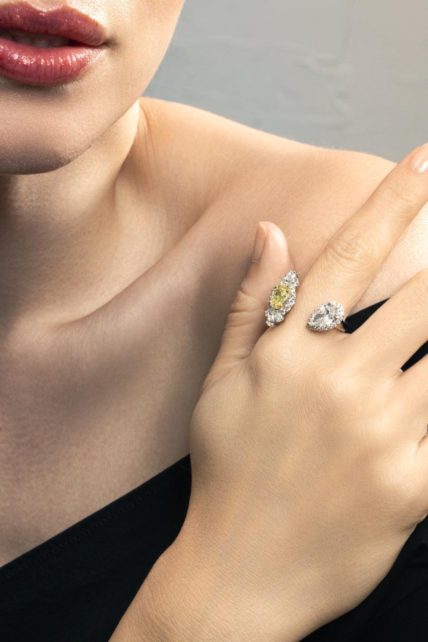 Yellow Diamond Pear Open Ring-WHITE GOLD-6.5-JEWELRYFINE JEWELRING-YEPREM