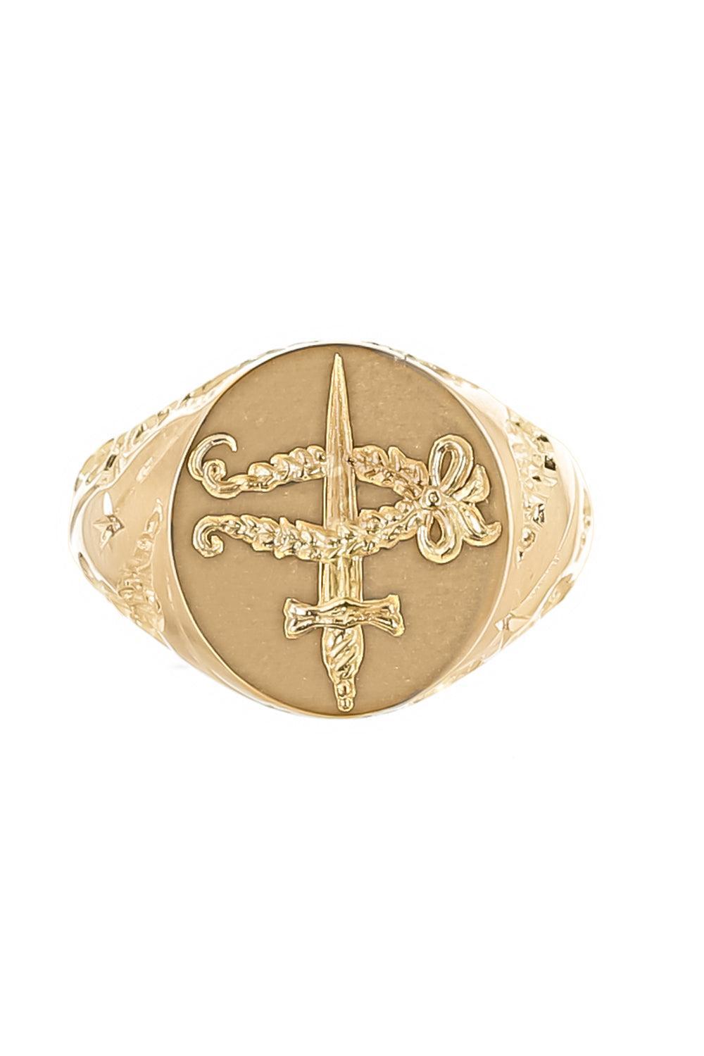 Diamond Shield Maiden Signet Ring-YELLOW GOLD-6.5-JEWELRYFINE JEWELRING-CASTRO SMITH