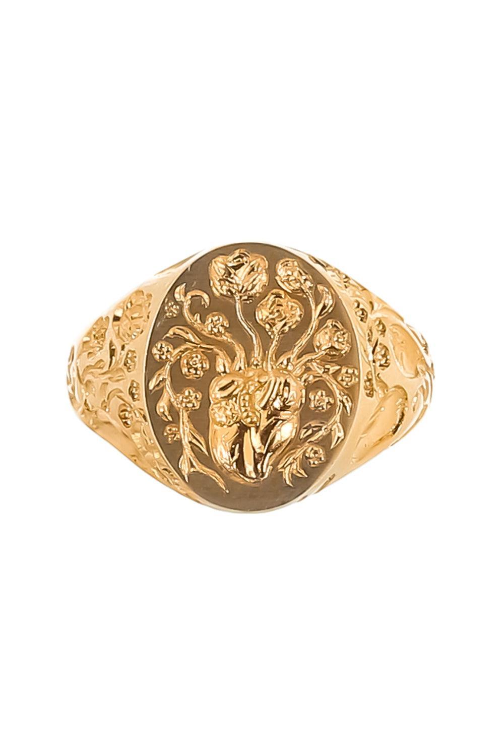 Diamond Mini Heart Signet Ring-YELLOW GOLD-3-JEWELRYFINE JEWELRING-CASTRO SMITH