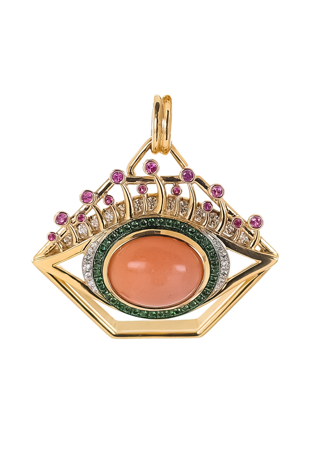 Moonstone Sapphire Diamond Eye Pendant