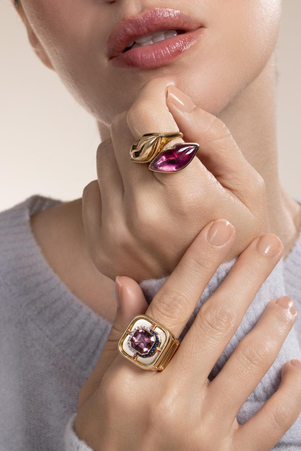 Gold Lip Ring-YELLOW GOLD-7-JEWELRYFINE JEWELRING-EDINA KISS