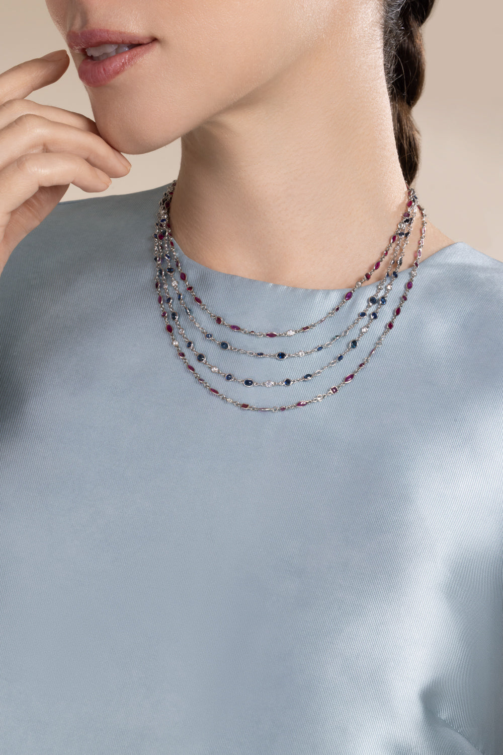 Ruby Diamond String Necklace