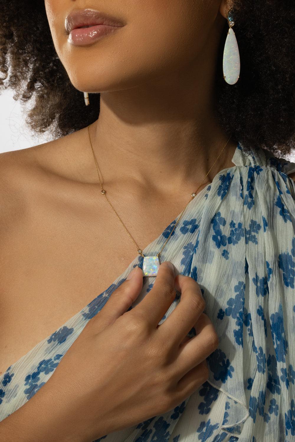 Australian Opal Necklace-YELLOW GOLD-JEWELRYFINE JEWELNECKLACE O-LISA NIK